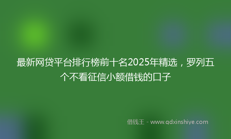 最新网贷平台排行榜前十名2025年精选，罗列五个不看征信小额借钱的口子