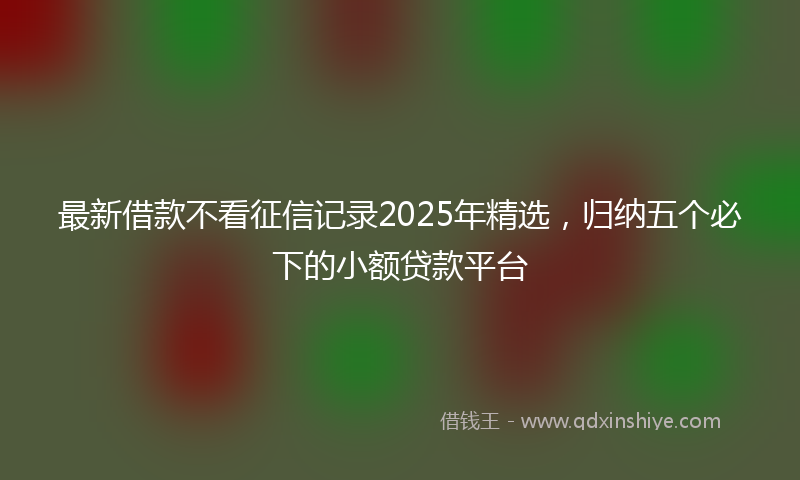 最新借款不看征信记录2025年精选，归纳五个必下的小额贷款平台