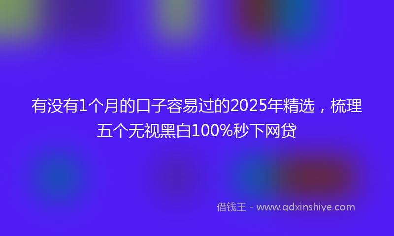 有没有1个月的口子容易过的2025年精选，梳理五个无视黑白100%秒下网贷
