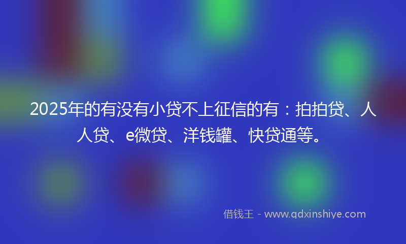 2025年的有没有小贷不上征信的有：拍拍贷、人人贷、e微贷、洋钱罐、快贷通等。