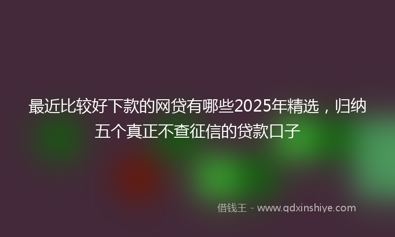 最近比较好下款的网贷有哪些2025年精选，归纳五个真正不查征信的贷款口子