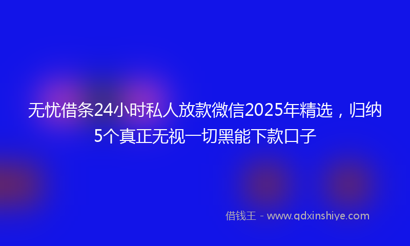 无忧借条24小时私人放款微信2025年精选，归纳5个真正无视一切黑能下款口子