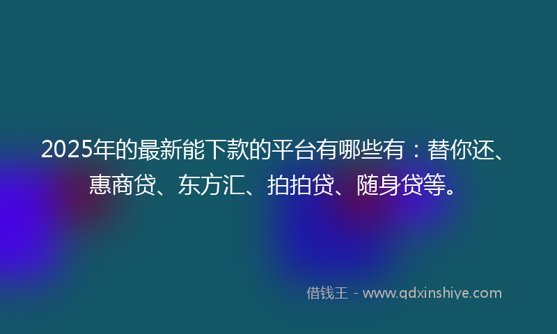2025年的最新能下款的平台有哪些有：替你还、惠商贷、东方汇、拍拍贷、随身贷等。