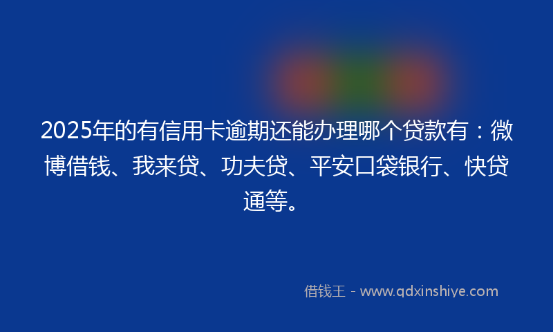 2025年的有信用卡逾期还能办理哪个贷款有：微博借钱、我来贷、功夫贷、平安口袋银行、快贷通等。
