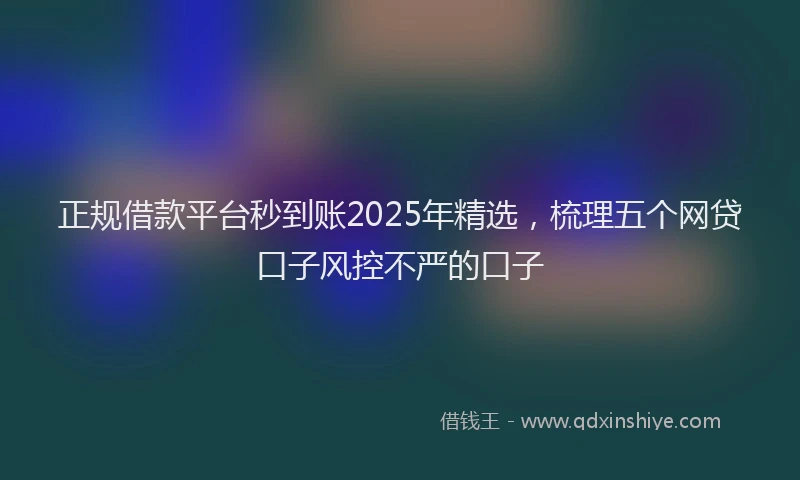 正规借款平台秒到账2025年精选，梳理五个网贷口子风控不严的口子