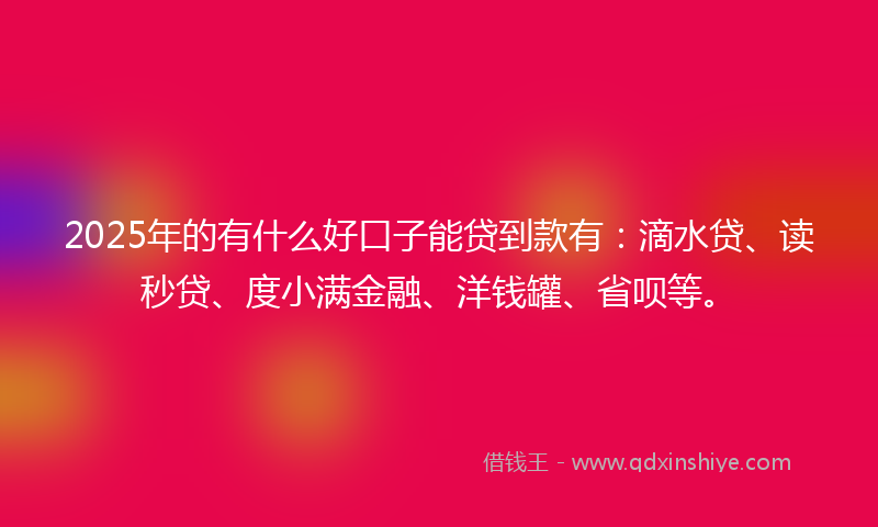 2025年的有什么好口子能贷到款有：滴水贷、读秒贷、度小满金融、洋钱罐、省呗等。