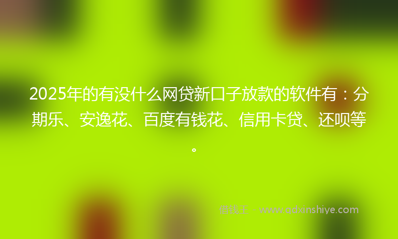 2025年的有没什么网贷新口子放款的软件有：分期乐、安逸花、百度有钱花、信用卡贷、还呗等。