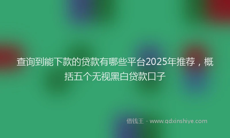 查询到能下款的贷款有哪些平台2025年推荐，概括五个无视黑白贷款口子