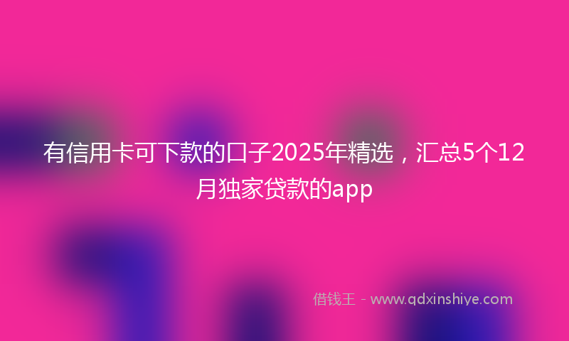 有信用卡可下款的口子2025年精选，汇总5个12月独家贷款的app