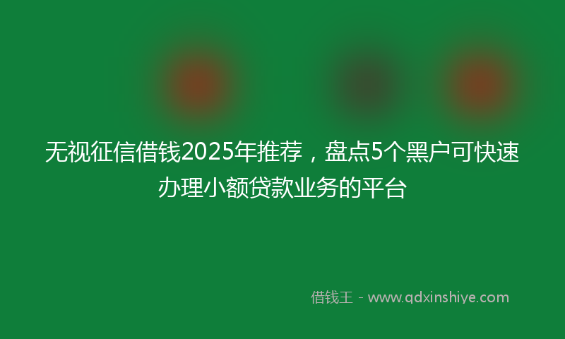 无视征信借钱2025年推荐，盘点5个黑户可快速办理小额贷款业务的平台