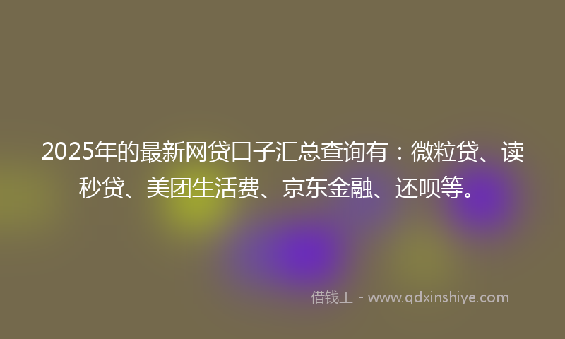 2025年的最新网贷口子汇总查询有：微粒贷、读秒贷、美团生活费、京东金融、还呗等。