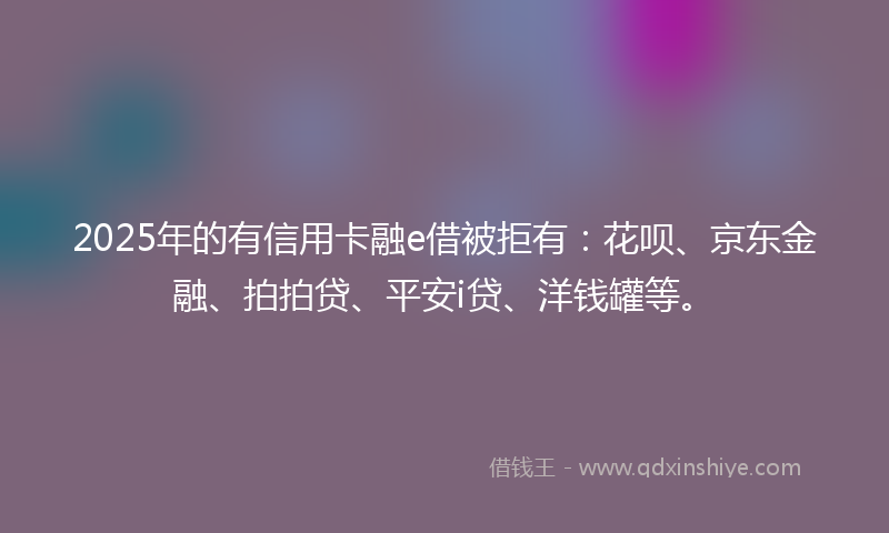 2025年的有信用卡融e借被拒有：花呗、京东金融、拍拍贷、平安i贷、洋钱罐等。