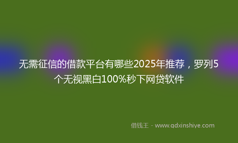 无需征信的借款平台有哪些2025年推荐，罗列5个无视黑白100%秒下网贷软件