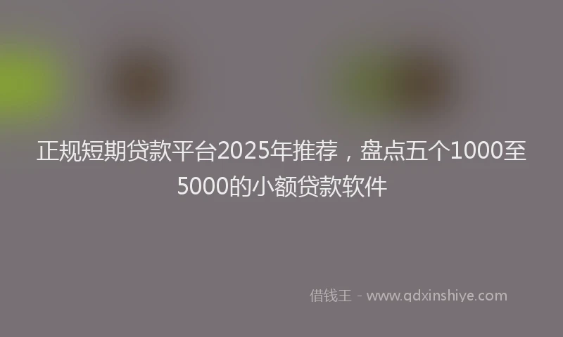 正规短期贷款平台2025年推荐，盘点五个1000至5000的小额贷款软件