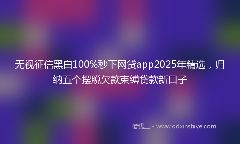 无视征信黑白100%秒下网贷app2025年精选，归纳五个摆脱欠款束缚贷款新口子