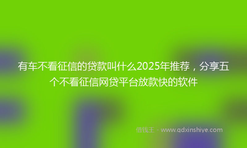 有车不看征信的贷款叫什么2025年推荐，分享五个不看征信网贷平台放款快的软件