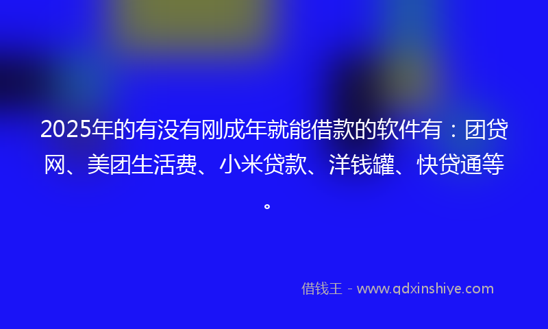 2025年的有没有刚成年就能借款的软件有：团贷网、美团生活费、小米贷款、洋钱罐、快贷通等。
