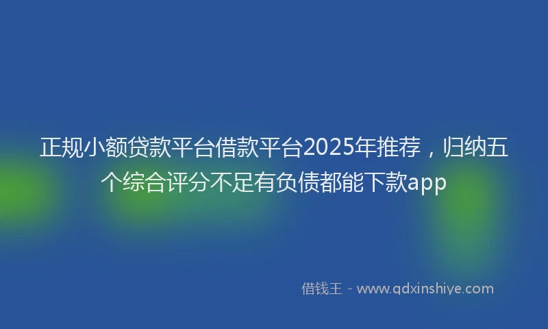正规小额贷款平台借款平台2025年推荐，归纳五个综合评分不足有负债都能下款app