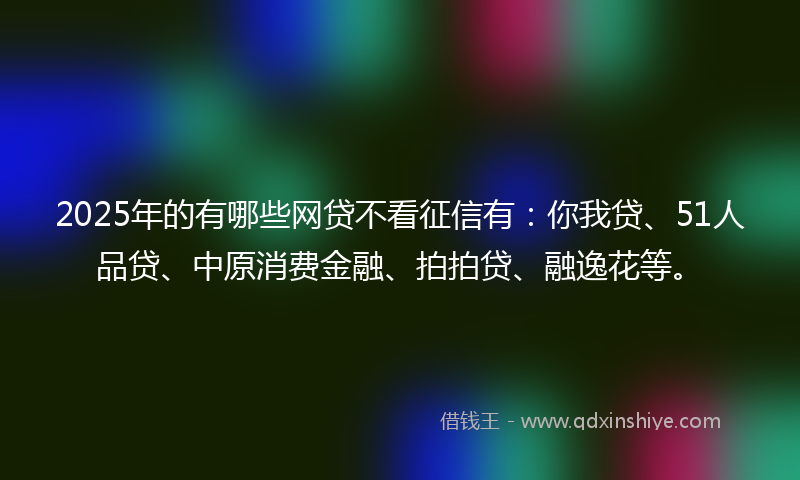 2025年的有哪些网贷不看征信有：你我贷、51人品贷、中原消费金融、拍拍贷、融逸花等。