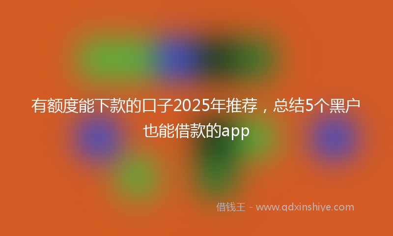 有额度能下款的口子2025年推荐，总结5个黑户也能借款的app