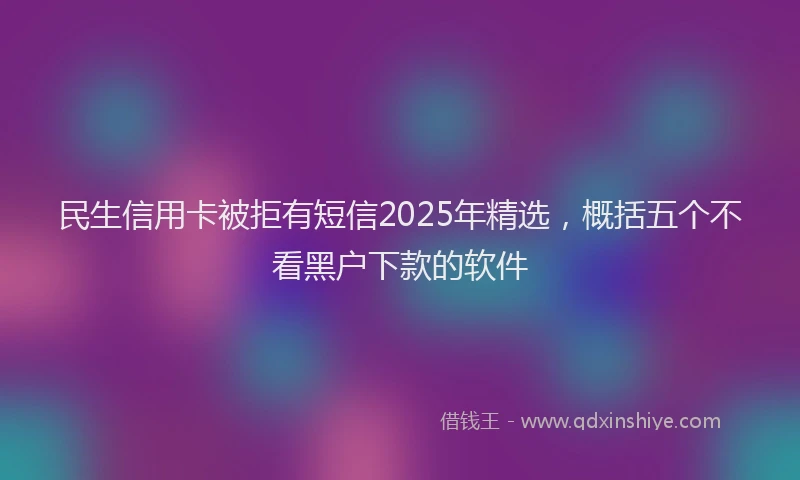 民生信用卡被拒有短信2025年精选，概括五个不看黑户下款的软件