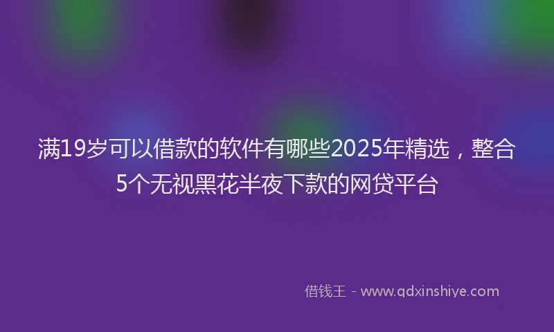 满19岁可以借款的软件有哪些2025年精选，整合5个无视黑花半夜下款的网贷平台