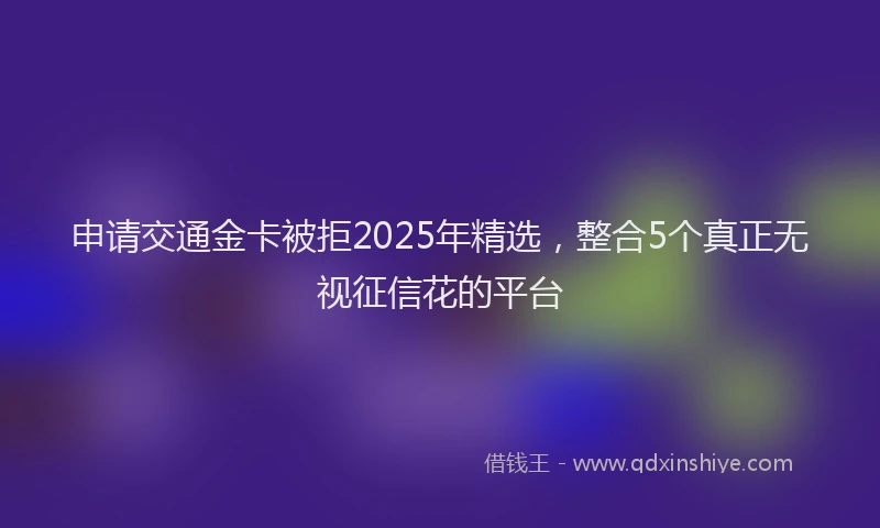 申请交通金卡被拒2025年精选，整合5个真正无视征信花的平台