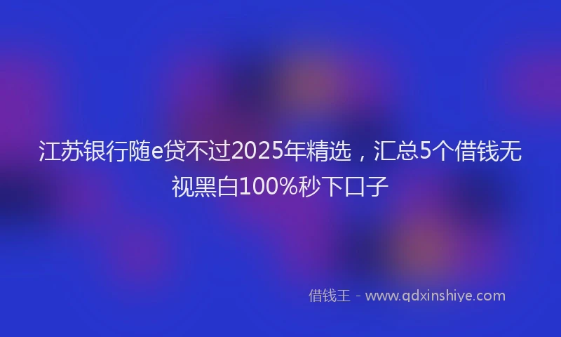 江苏银行随e贷不过2025年精选，汇总5个借钱无视黑白100%秒下口子