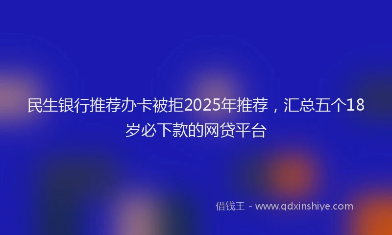 民生银行推荐办卡被拒2025年推荐，汇总五个18岁必下款的网贷平台