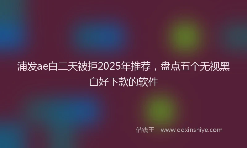 浦发ae白三天被拒2025年推荐，盘点五个无视黑白好下款的软件