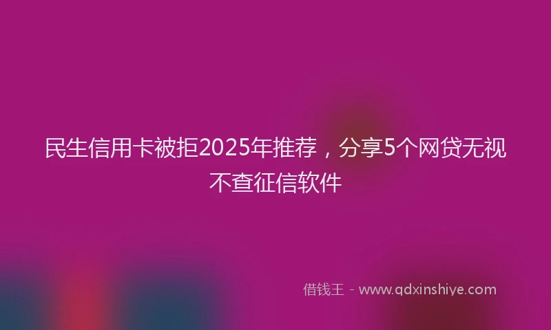 民生信用卡被拒2025年推荐，分享5个网贷无视不查征信软件