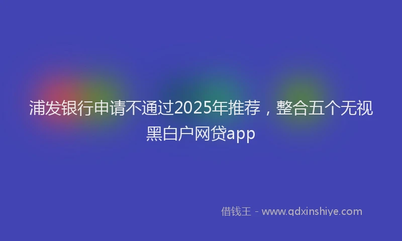 浦发银行申请不通过2025年推荐，整合五个无视黑白户网贷app