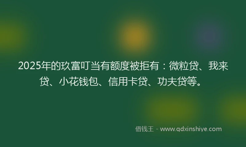 2025年的玖富叮当有额度被拒有：微粒贷、我来贷、小花钱包、信用卡贷、功夫贷等。