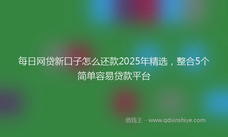 每日网贷新口子怎么还款2025年精选，整合5个简单容易贷款平台