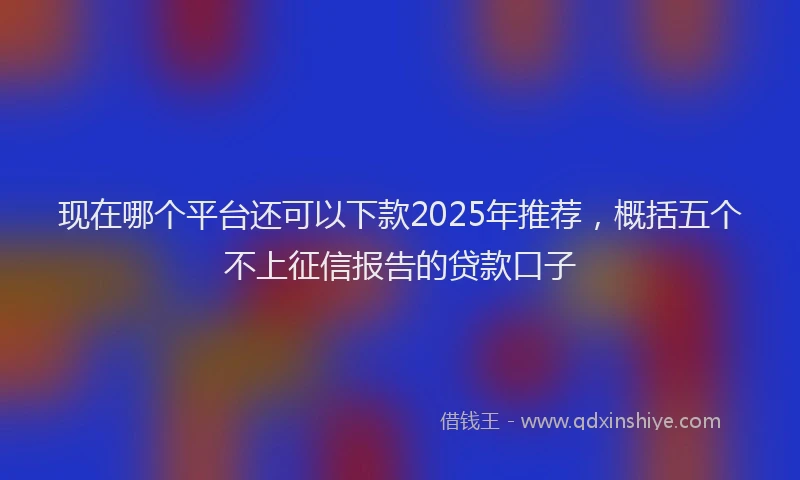 现在哪个平台还可以下款2025年推荐，概括五个不上征信报告的贷款口子