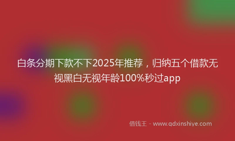 白条分期下款不下2025年推荐，归纳五个借款无视黑白无视年龄100%秒过app
