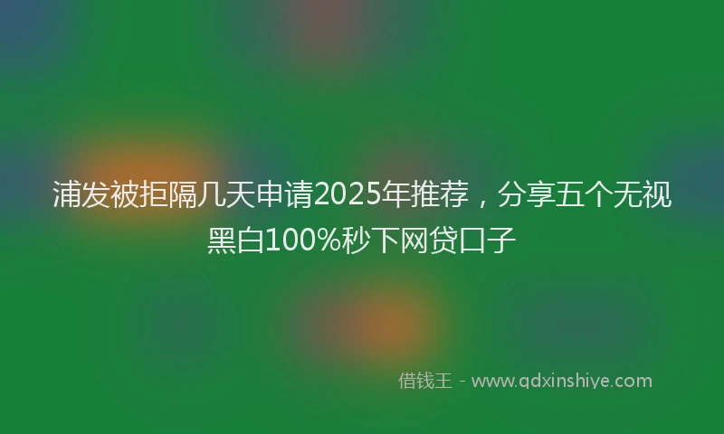 浦发被拒隔几天申请2025年推荐，分享五个无视黑白100%秒下网贷口子