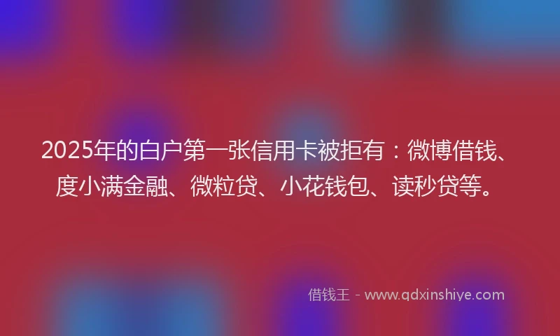 2025年的白户第一张信用卡被拒有：微博借钱、度小满金融、微粒贷、小花钱包、读秒贷等。