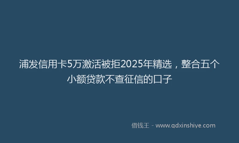 浦发信用卡5万激活被拒2025年精选，整合五个小额贷款不查征信的口子