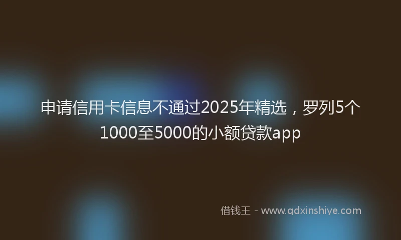 申请信用卡信息不通过2025年精选，罗列5个1000至5000的小额贷款app