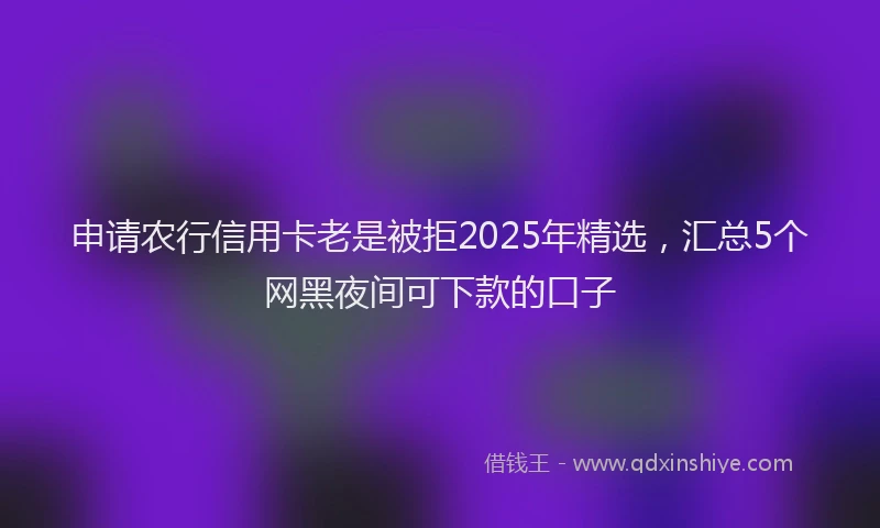 申请农行信用卡老是被拒2025年精选，汇总5个网黑夜间可下款的口子