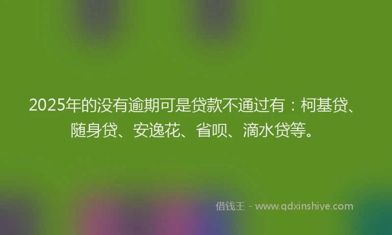 2025年的没有逾期可是贷款不通过有：柯基贷、随身贷、安逸花、省呗、滴水贷等。