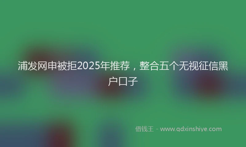 浦发网申被拒2025年推荐，整合五个无视征信黑户口子