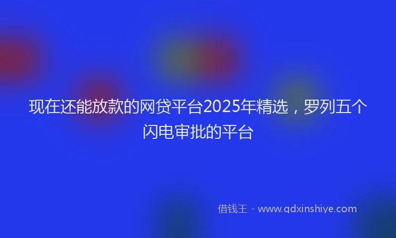 现在还能放款的网贷平台2025年精选，罗列五个闪电审批的平台