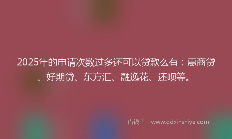2025年的申请次数过多还可以贷款么有：惠商贷、好期贷、东方汇、融逸花、还呗等。