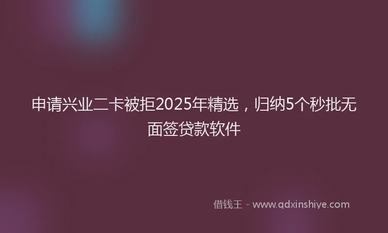 申请兴业二卡被拒2025年精选，归纳5个秒批无面签贷款软件