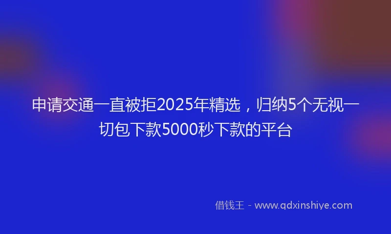 申请交通一直被拒2025年精选，归纳5个无视一切包下款5000秒下款的平台