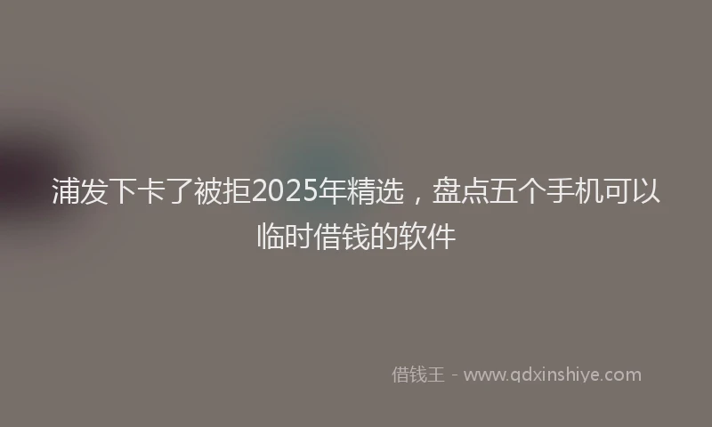 浦发下卡了被拒2025年精选，盘点五个手机可以临时借钱的软件