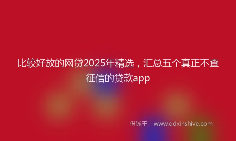 比较好放的网贷2025年精选，汇总五个真正不查征信的贷款app