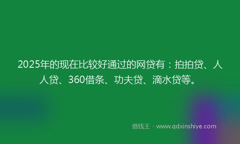 2025年的现在比较好通过的网贷有：拍拍贷、人人贷、360借条、功夫贷、滴水贷等。